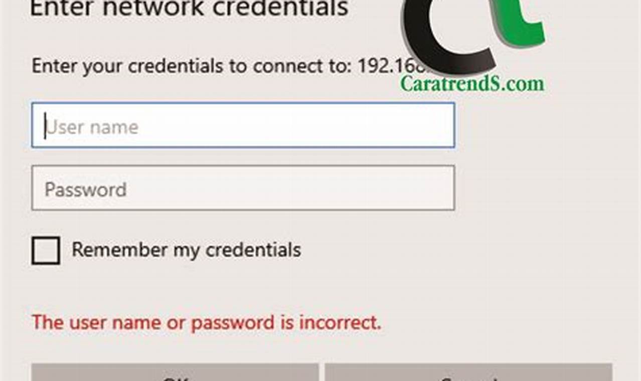 menghilangkan windows security network password