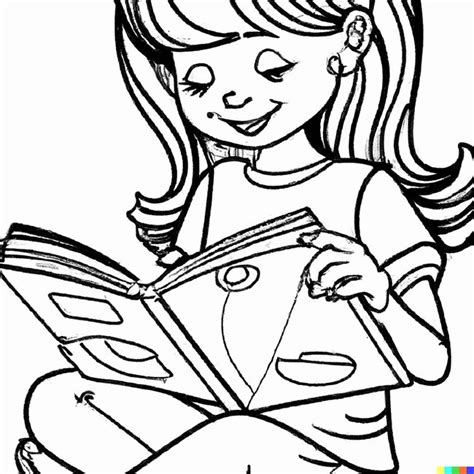 menina lendo livro para colorir