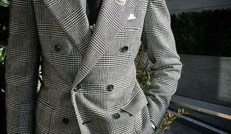 2018 Vintage Plaid Suits Grey Vintage Double Breasted Suits Mens
