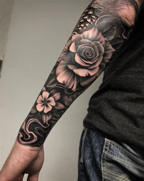 Mens Flower Sleeve Tattoos