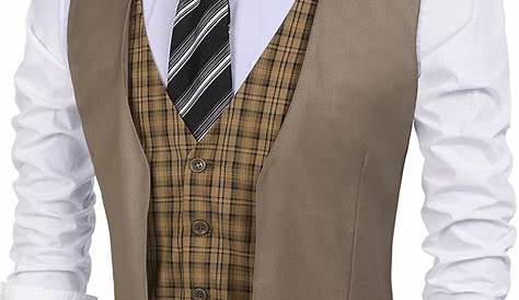 Mens Plaid Suit Vest COOFANDY Men's Business Layered Dress