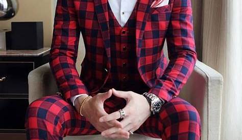 2019 Red Plaid Blazer Men Formal Dress Latest Coat Pant Designs Suit