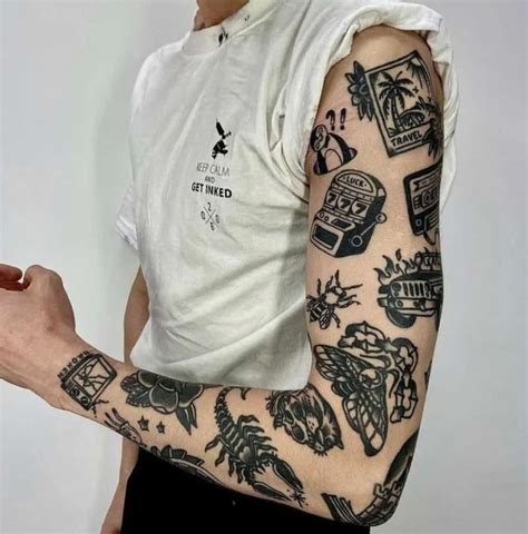 Mens Arm Patchwork Tattoos