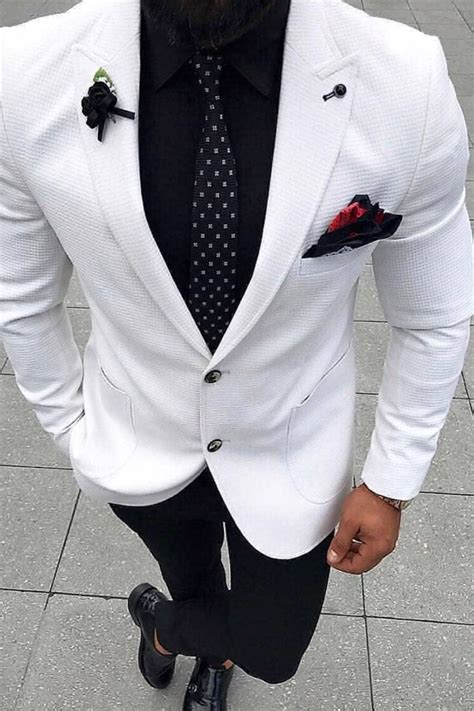 mens black and white suit jacket