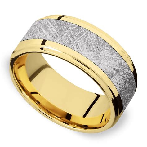 10mm Meteorite Inlay Titanium Wedding Ring With Blue Carbon Fiber