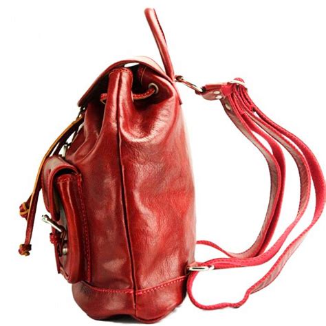 Mens Red Leather Backpack