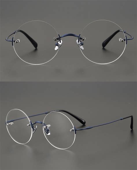 Mens Round Rimless Eyeglass Frames