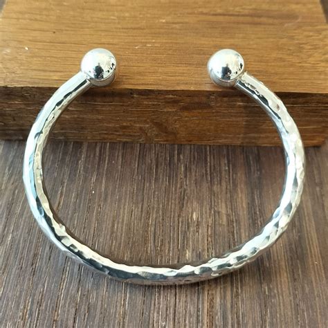Mens Silver Bangle Torque