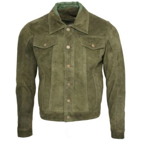Mens Suede Jacket Green