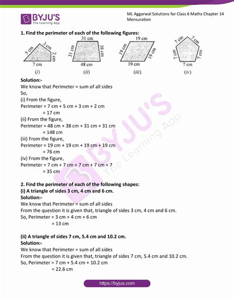 mensuration questions and answers for class 6