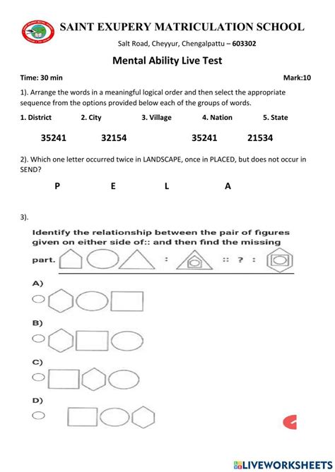 mental ability questions for class 5 with answers