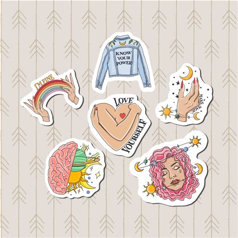 Mental Health Stickers Promoting Self-Love