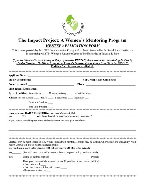 Mentee Program Application Template