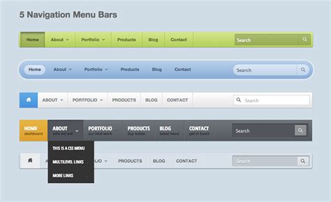 Menu Bar Examples Css