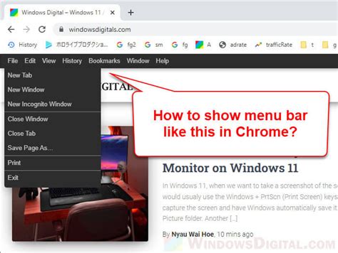 Menu Bar Missing Chrome Windows 10