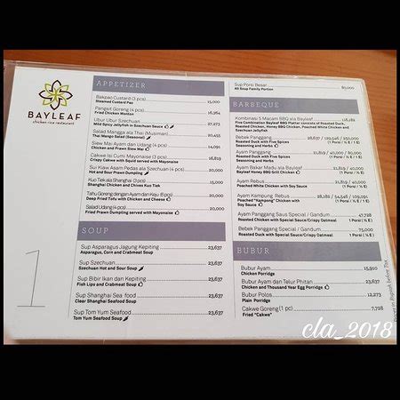 Menu Bayleaf Semarang