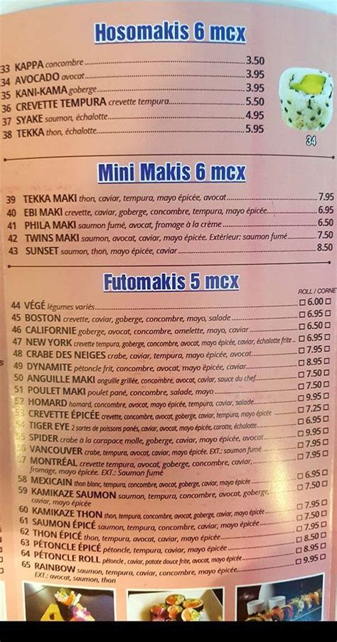 menu de toro sushi express