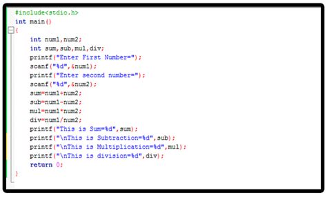 Menu Driven Program In C For Arithmetic Operations
