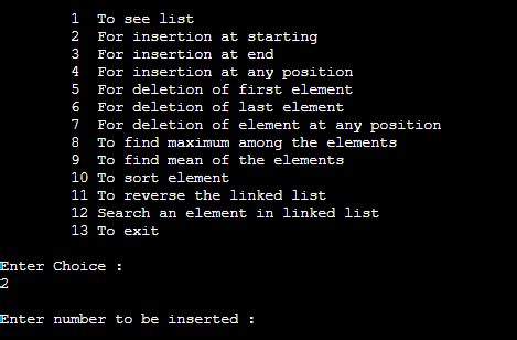 Menu Driven Program In C For Singly Linked List