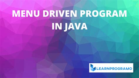 menu driven program in java example