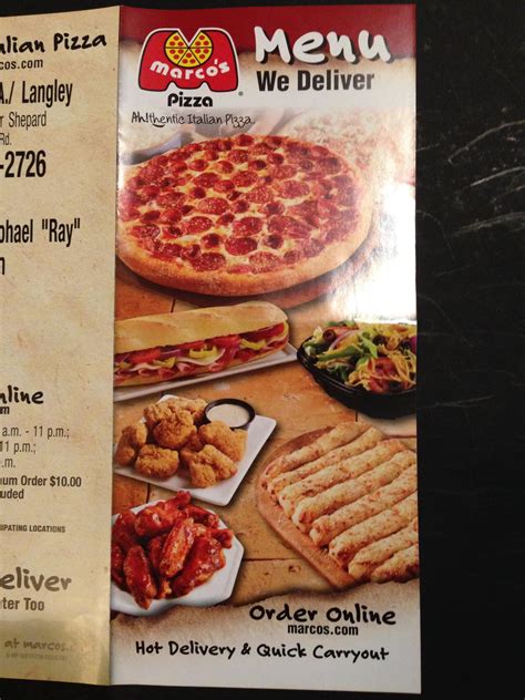 menu for marco's pizza