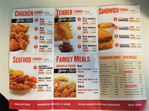 menu for popeyes chicken with prices