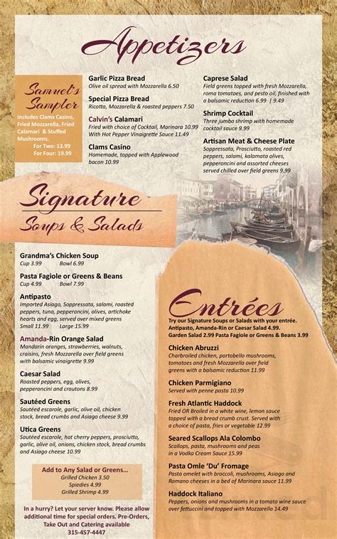 menu for santangelos in liverpool