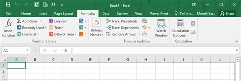 Menu Formulas Excel