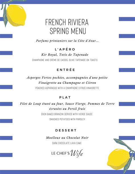 Menu French Riviera
