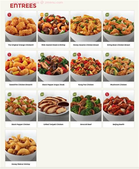 menu of panda express