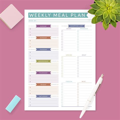 Menu Planner With Grocery List Template