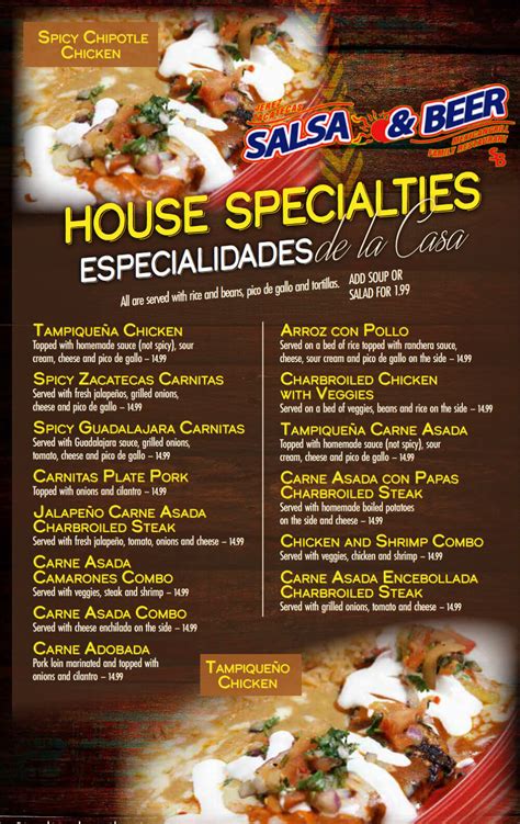 Menu Salsa And Beer