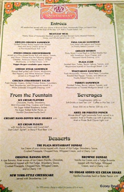menus for disney world restaurants