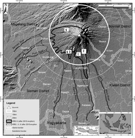 merapi volcano on map