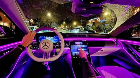 mercedes s class interior at night