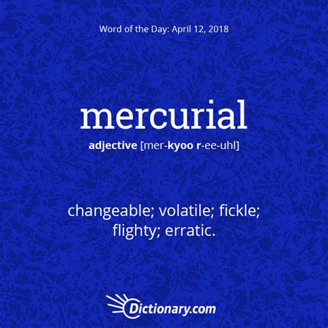 mercurial meaning in english with example