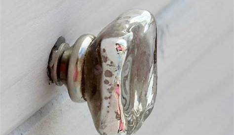 Mercury Glass Cabinet Pulls Silver Scalloped Edge Knobs Dresser Drawer