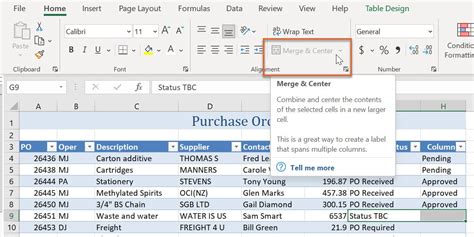 Merge Cells in Excel