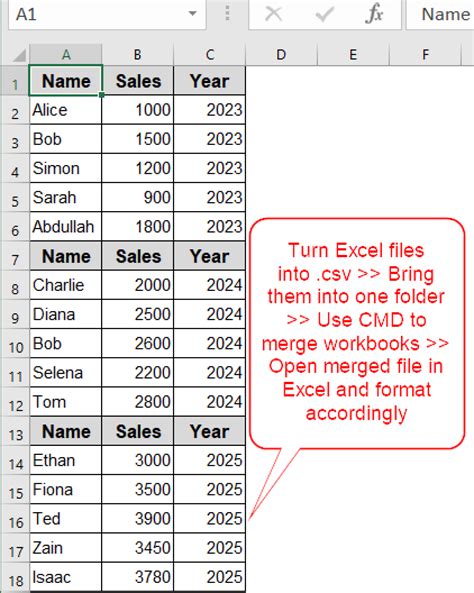 Merge Excel Files Using Batch