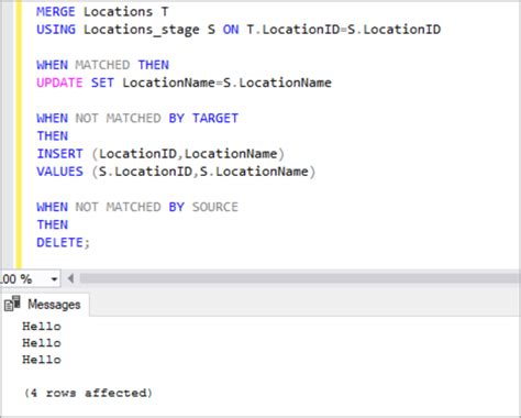 merge statement example in sql server