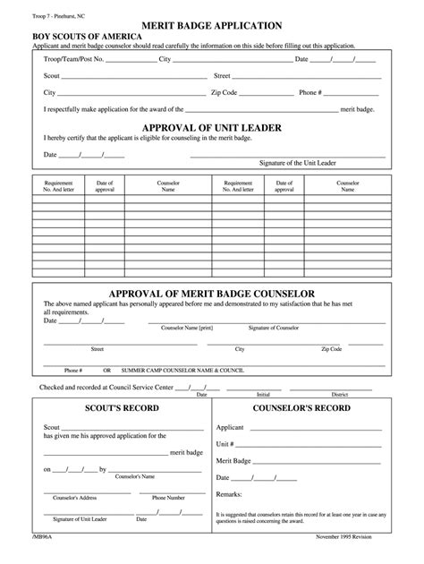 Merit Badge Application Template