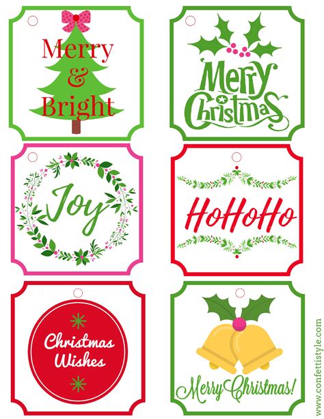 Free Printable Merry & Bright Gift Tags ConfettiStyle