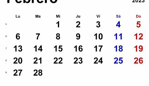 Calendario febrero 2023 en Word, Excel y PDF - Calendarpedia