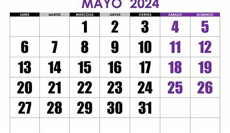 Calendario mayo 2023