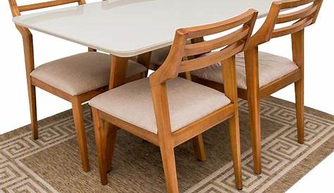 Mesa de Jantar com 4 Cadeiras Retangular - Tampo de Vidro Madesa