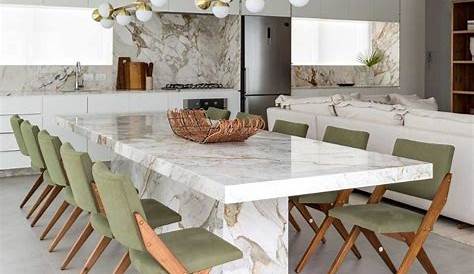 Mesa de jantar com base de pedra natural Vicenza e topo de cristal Aracne