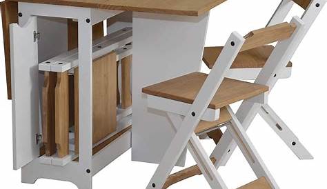 Mesa plegable que lleva incorporadas 4 sillas plegables en el interior
