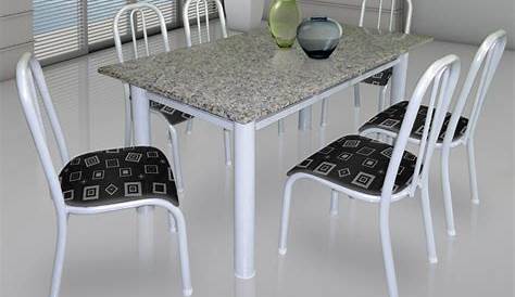 Conjunto de mesa com 6 cadeiras Madmelos 140x75cm com tampo de granito