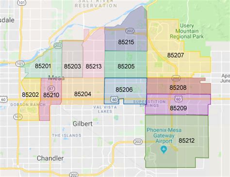 mesa zip code list