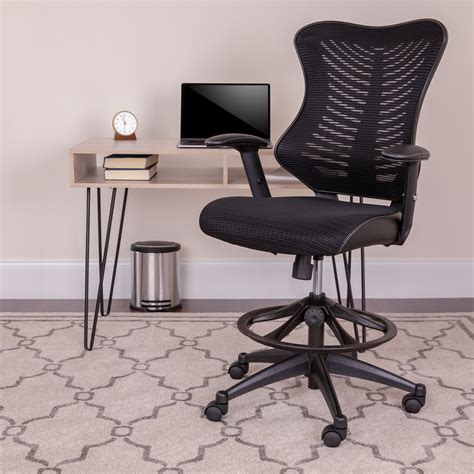 mesh drafting chair with adjustable arms
